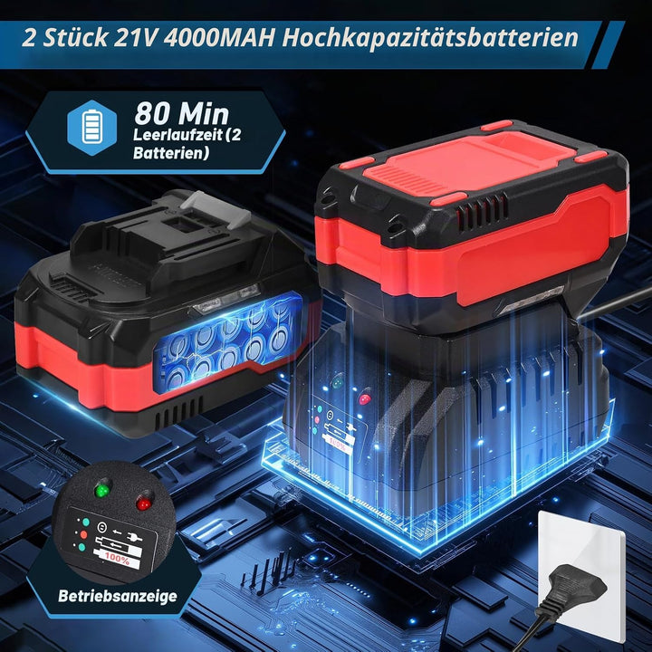 6,5 Amp Holzschneidemaschine mit zwei 4000Mah Batterien Stabile manuell einstellbare Geschwindigkeit