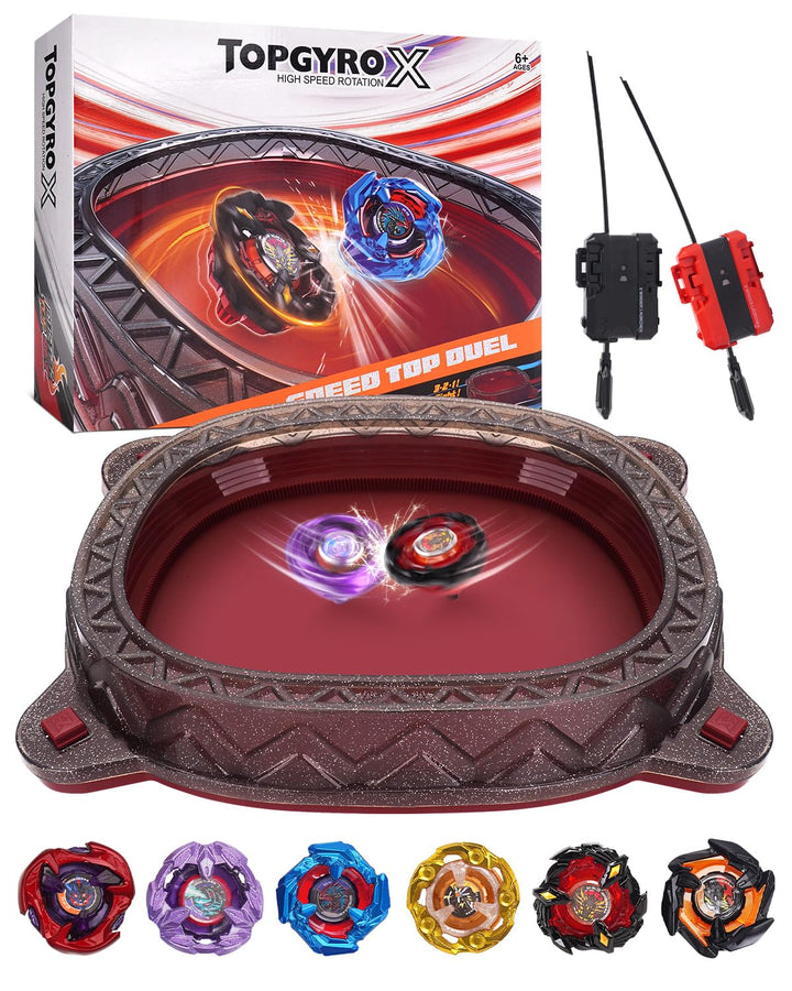 X-Arena Starter-Set – mit 6 X-Tops, 2 Startern & Arena, Ultimatives Battle-Set für Kinder ab 6 J 6To