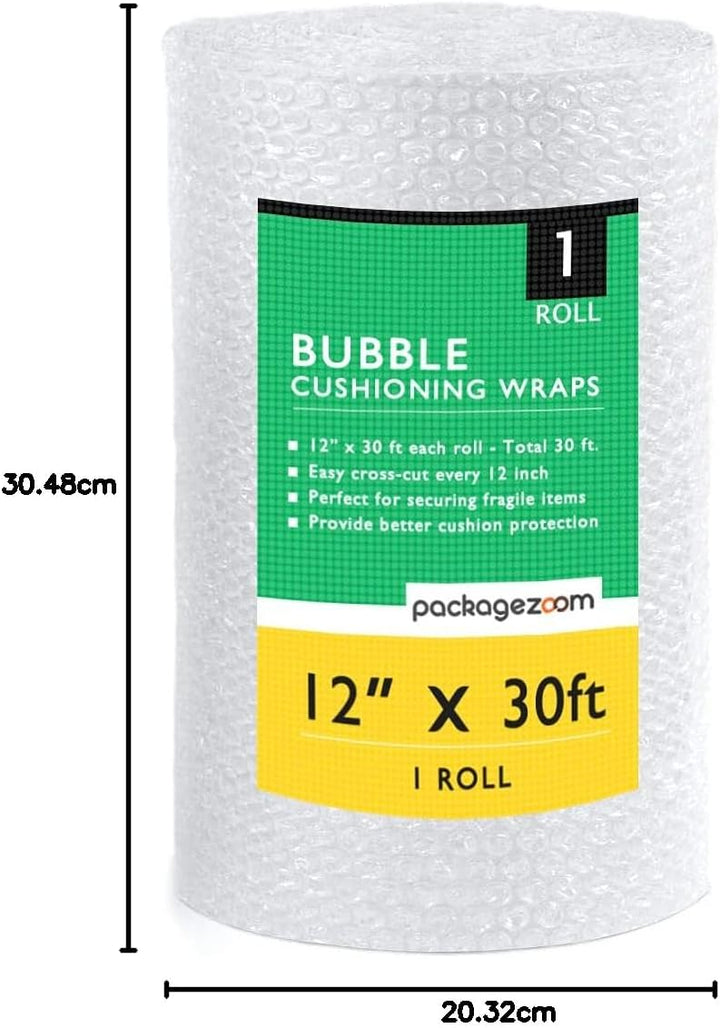 PackageZoom Luftpolsterfolie, 30,5 cm x 9 m, perforiert, alle 30,5 cm, Luftpolsterfolie zum Verpacke
