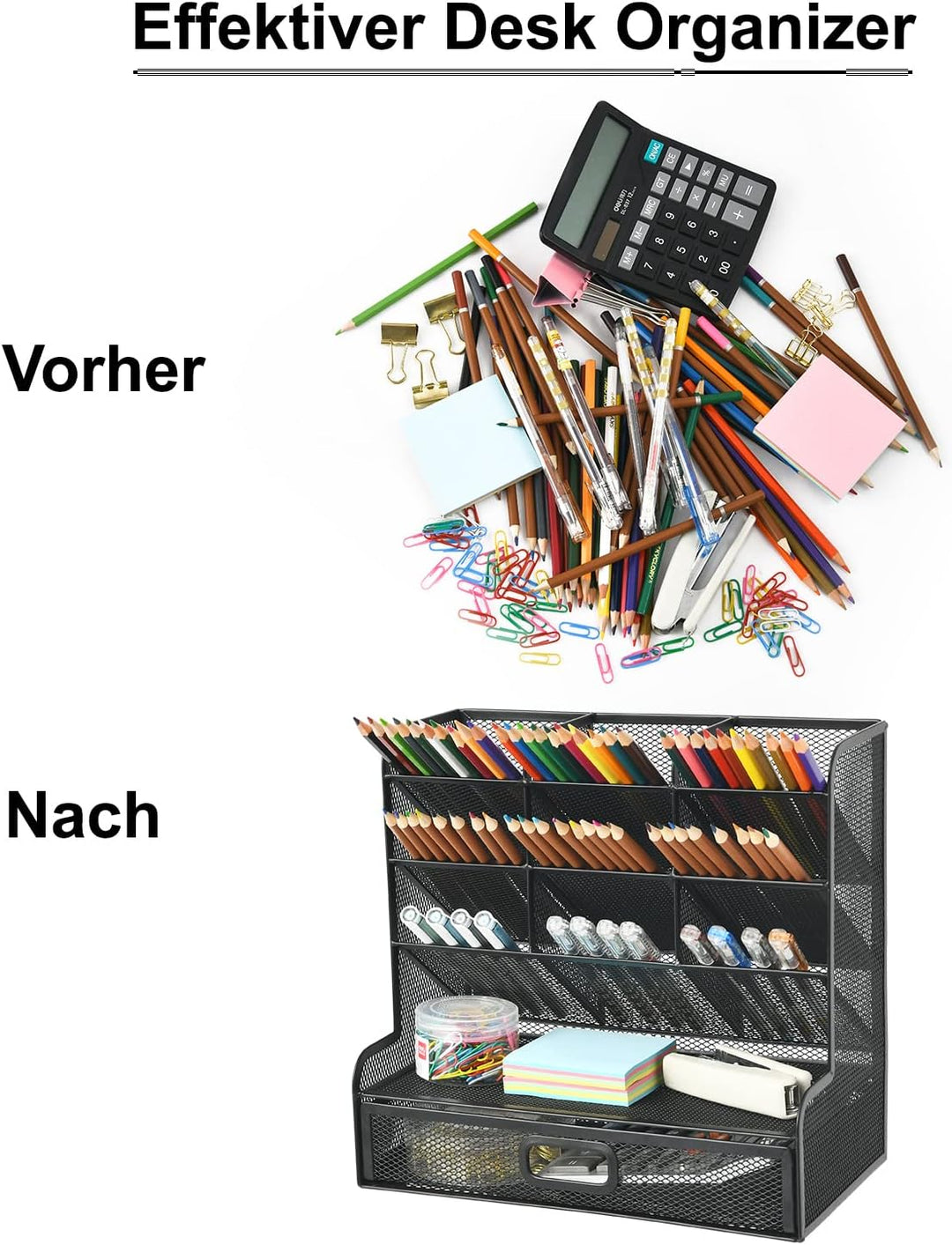 Marbrasse Schreibtisch-Organizer, multifunktionaler Stifthalter, Stift-Organizer für Schreibtisch, S