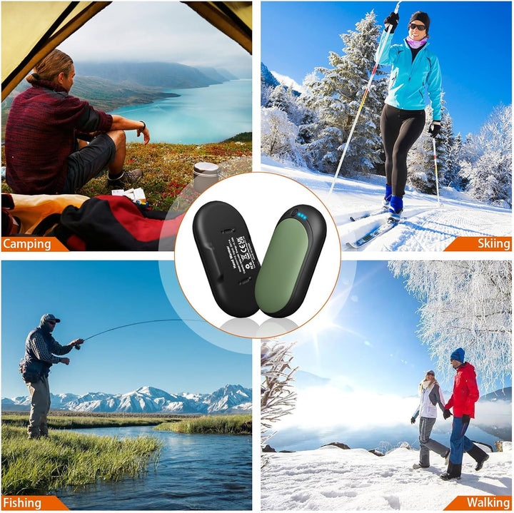 Elektrischer Handwärmer,Handwärmer Wiederaufladbar 2er Set mit 6000mAh,Taschenwärmer USB-Kabeln,3 He