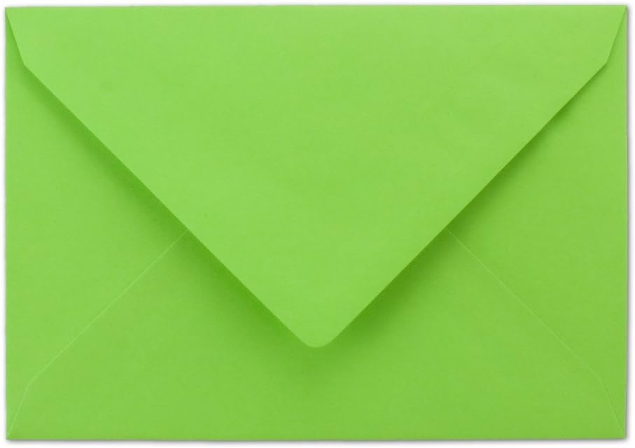 150 Briefumschläge Maigrün - DIN C6 - gefüttert mit weissem Seidenpapier - 80 g/m² - 11,4 x 16,2 cm