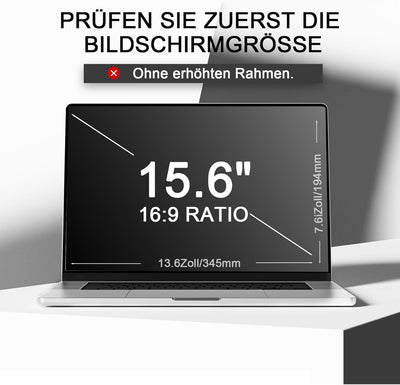 Fluflyer 15,6 Zoll Laptop Blickschutzfolie 16:9, Anti-Blaulicht, Blendfrei, Augenschutz, Anti-Reflex