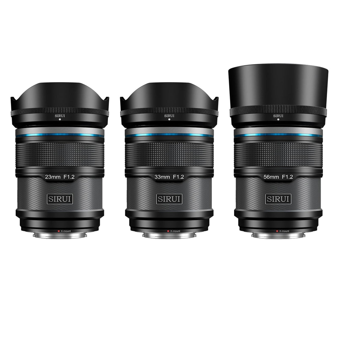 SIRUI Sniper F1.2 Autofokus-Objektiv-Set, 23mm, 33mm, 56mm, Weitwinkel APS-C Kameraobjektiv, X Mount