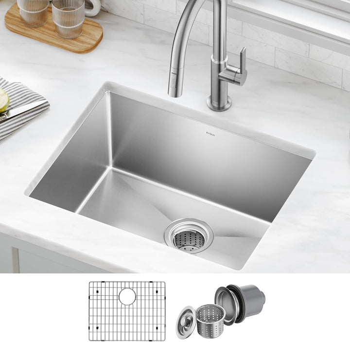 Kraus KHU101-23 Standardart Pro Küchenspüle und Wasserhahn, Edelstahl, 58,42 cm