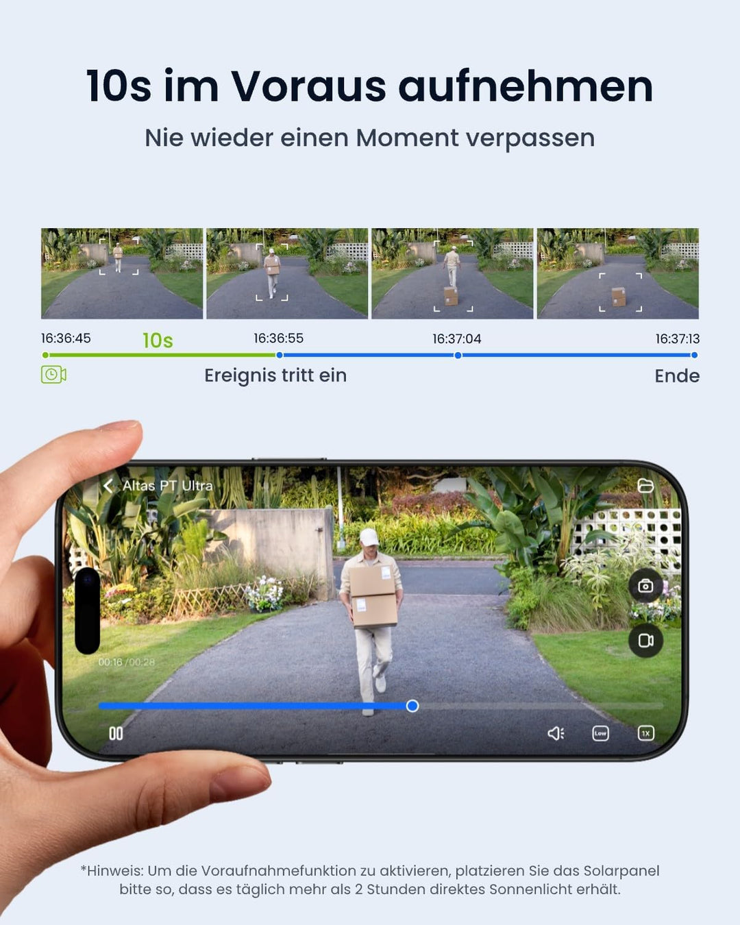 Reolink Altas PT Ultra, 4K Solar Überwachungskamera Aussen Akku mit Daueraufzeichnung, ColorX-Nachts