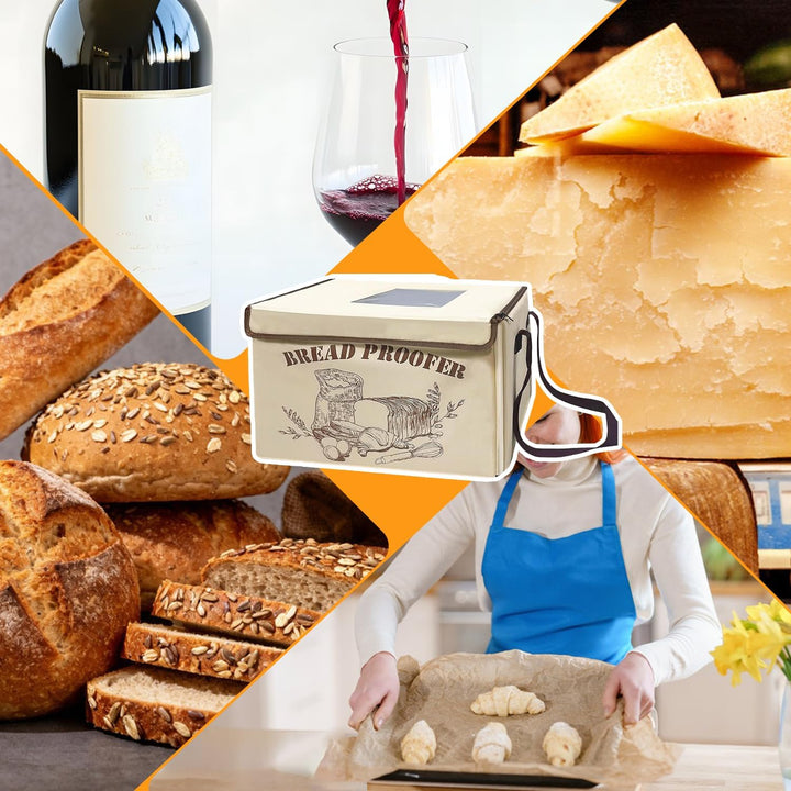 Brot Gärbox Sauerteig mit Heizung, Faltbare Elektrischer Brot Gärschrank mit Einsteckbarem NTC Tempe