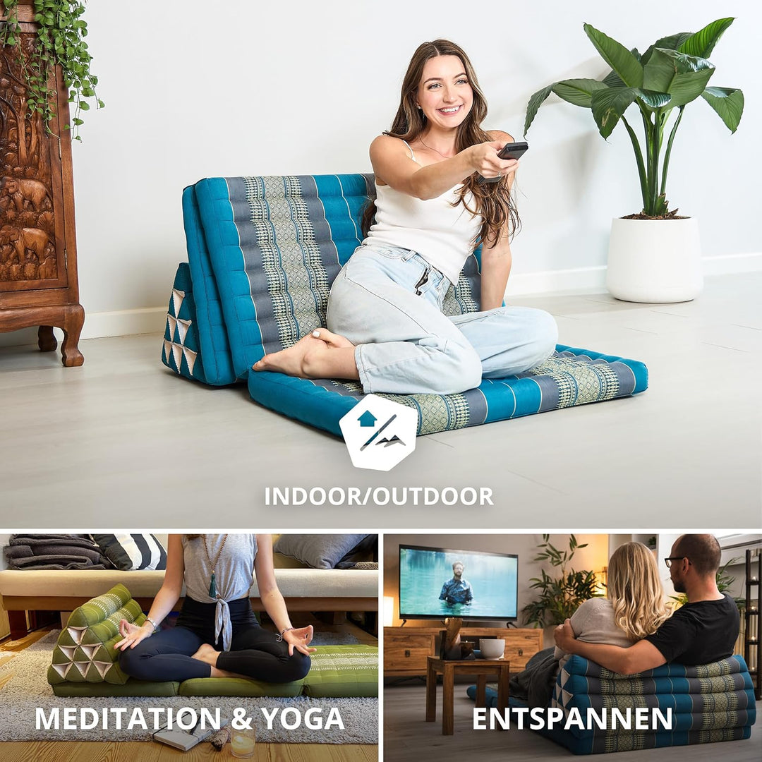 livasia Thaikissen 3 Auflagen für Paare XXL - 190x80x8cm - Dreieckskissen Klappmatratze, extrabreit