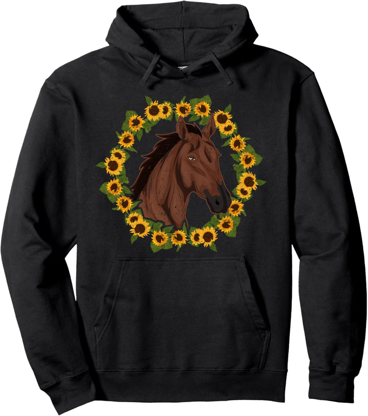 Gelbe Sonnenblumen Reiterhof Reiterin Pferdenarr Pferde Pullover Hoodie
