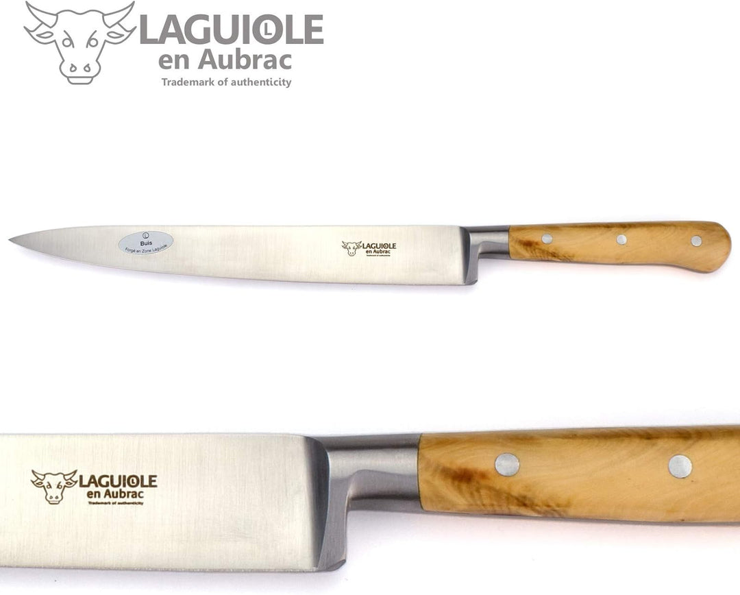 Laguiole en Aubrac Kochmesser Küchenmesser Set - 5teilig - Griff Buchsbaum - Geschmiedete Qualität