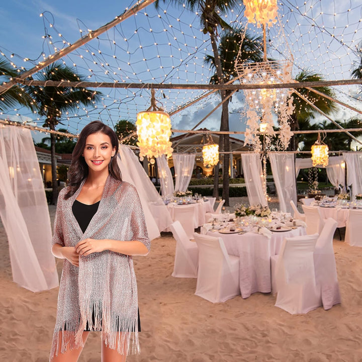 Funkelnde metallische Tücher und Wickel für die Abendparty Formale Kleider Hochzeit Brautjungfer (mi