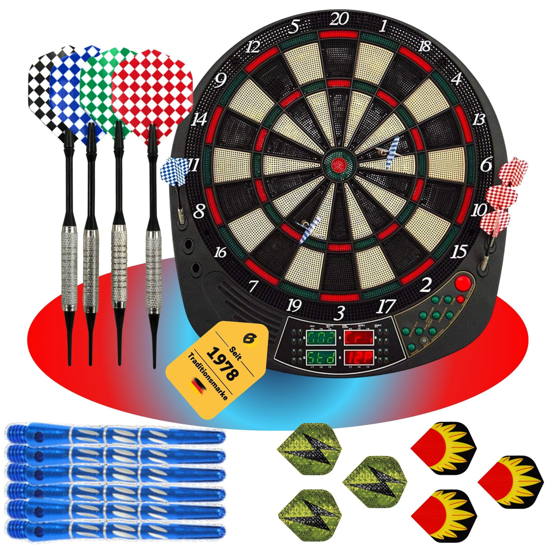 Best Sporting Dart Set Coventry Xtra mit 12 Dartpfeilen & Ersatzspitzen I Dartscheibe elektronisch i