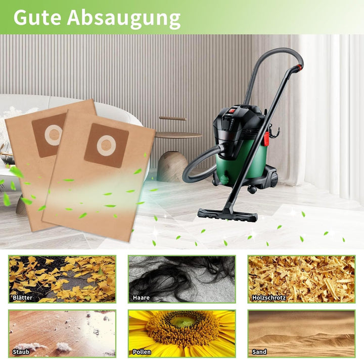 10 Papierfilterbeutel für Bosch AdvancedVac 20 Staubsauger Ersatzteile 2609256F33