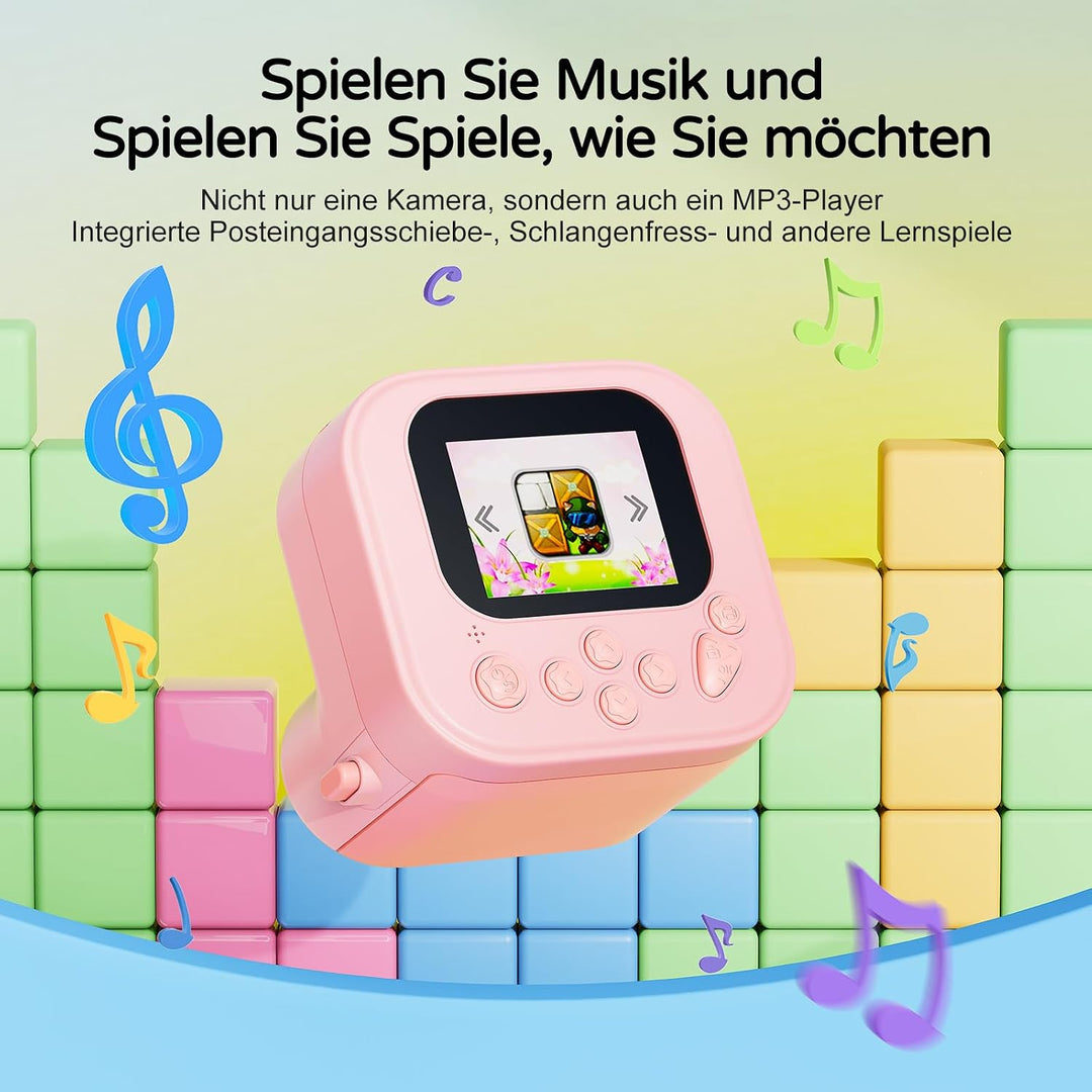 Sofortbildkamera Kinder mit Bildschirm, Druckpapier(Rosa) | Digitalkamera für Kinder mit Druckpapier