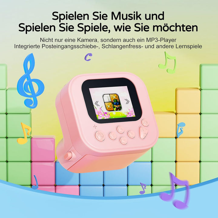Sofortbildkamera Kinder mit Bildschirm, Druckpapier(Rosa) | Digitalkamera für Kinder mit Druckpapier