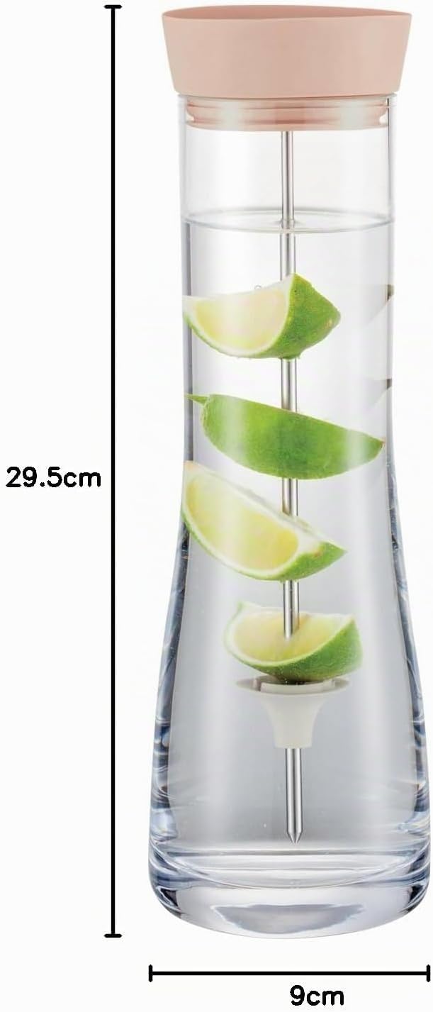 blomus Wasserkaraffe DRIWA | Glaskaraffe aus Glas mit Deckel-Ausgiesser und Fruchtspiess | 1 l | Far