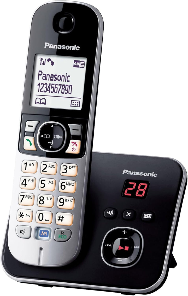 Panasonic KX-TG6821GB DECT Schnurlostelefon mit Anrufbeantworter (strahlungsarm, Eco-Modus, GAP Tele