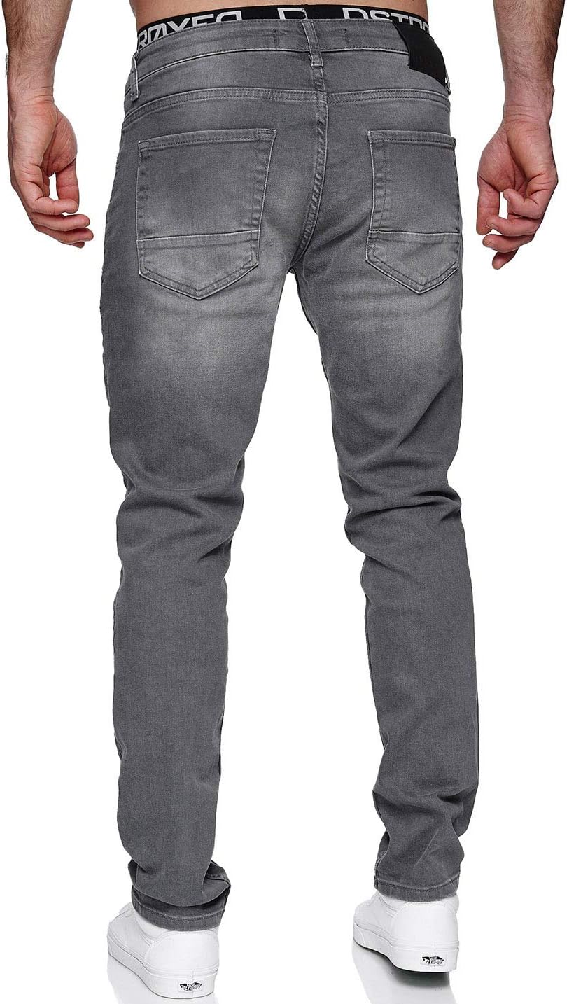 MERISH Jeans Herren Slim Fit Stretch Jeanshose Designer Hose Denim 9148-2100 33W / 32L 1512-04 Grau,
