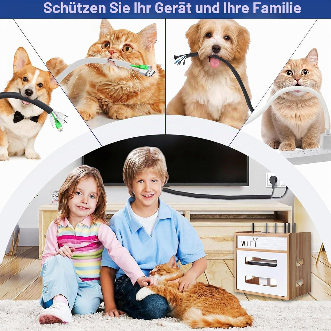 Catekro Router Regal, Etagere Pour Decodeur, Holz WiFi Router Aufbewahrungsbox Wandregale (Braun-Hol
