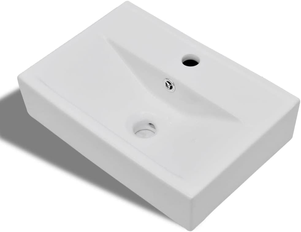 vidaXL Waschbecken Keramik Hahnloch Waschtisch Aufsatzwaschbecken Waschschale