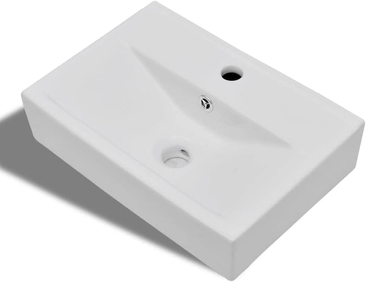 vidaXL Waschbecken Keramik Hahnloch Waschtisch Aufsatzwaschbecken Waschschale