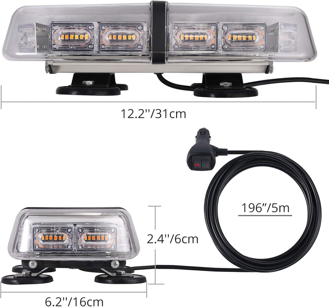 Justech 72 LED Rundumleuchte 7 Modi 12/24V Blitzleuchte Schraube Starker Magnet Amber Warnleuchte No