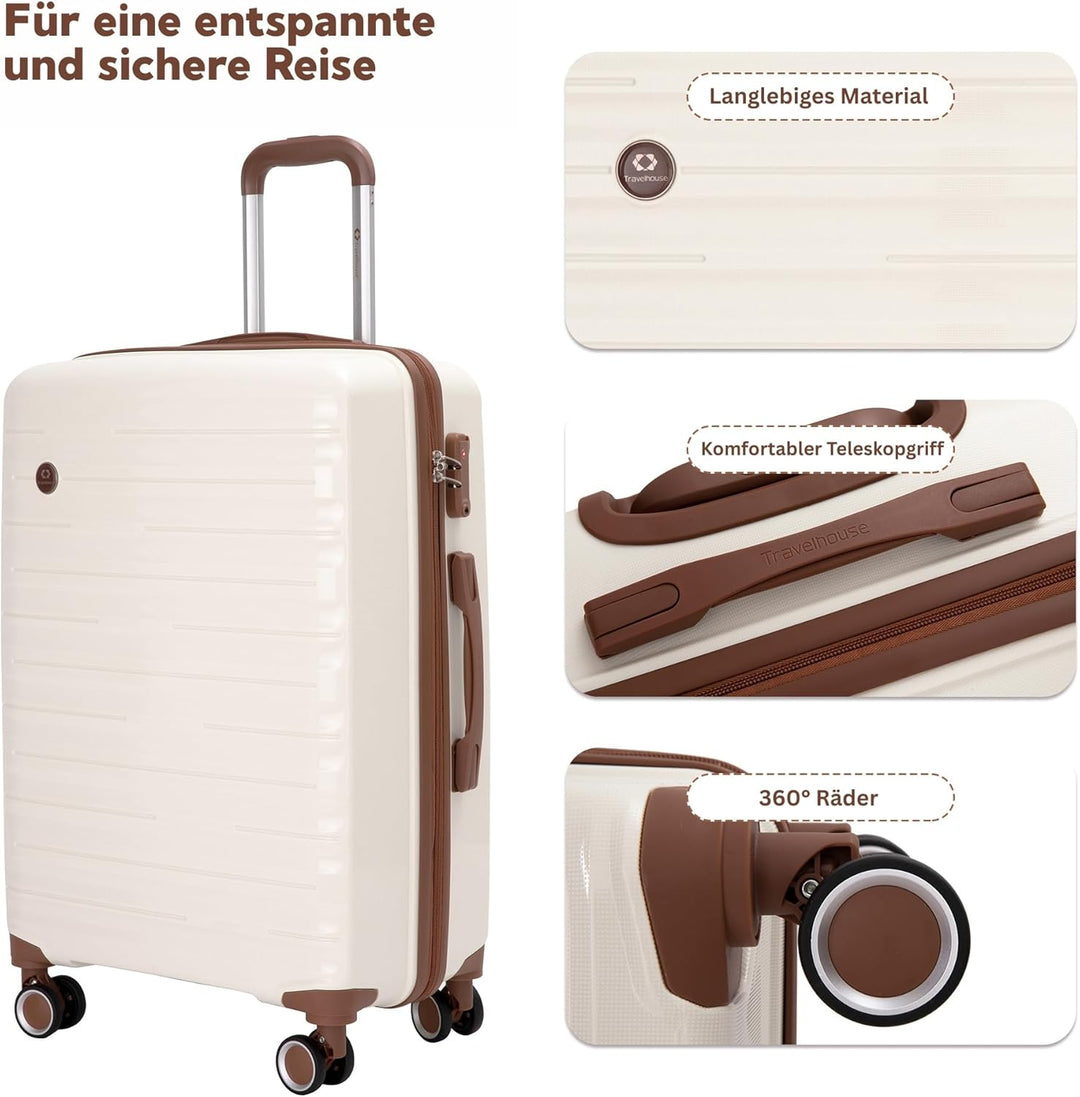 Travelhouse Ascona Kofferset 5-teilig – ABS Hartschale Trolley Set mit 4 Rollen, TSA-Schloss, Reiset