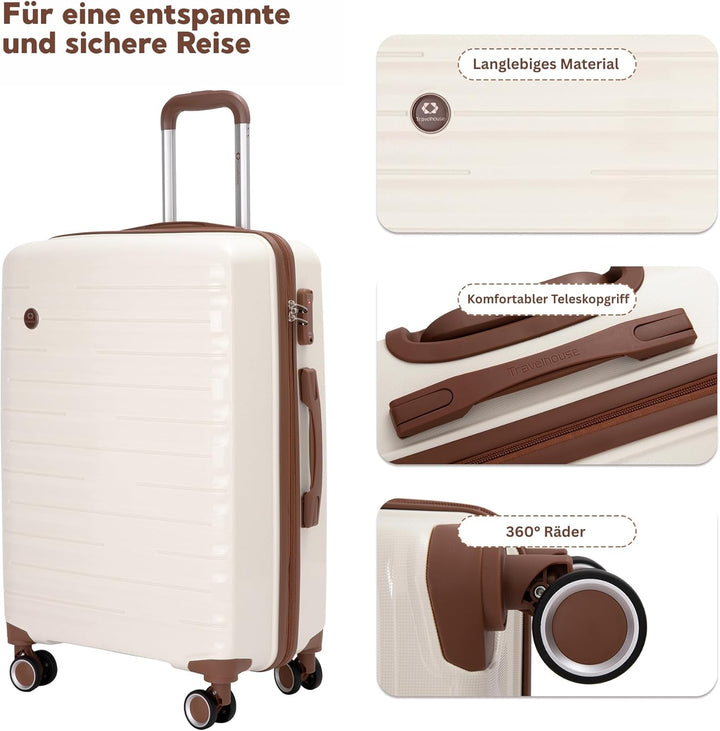 Travelhouse Ascona Kofferset 5-teilig – ABS Hartschale Trolley Set mit 4 Rollen, TSA-Schloss, Reiset