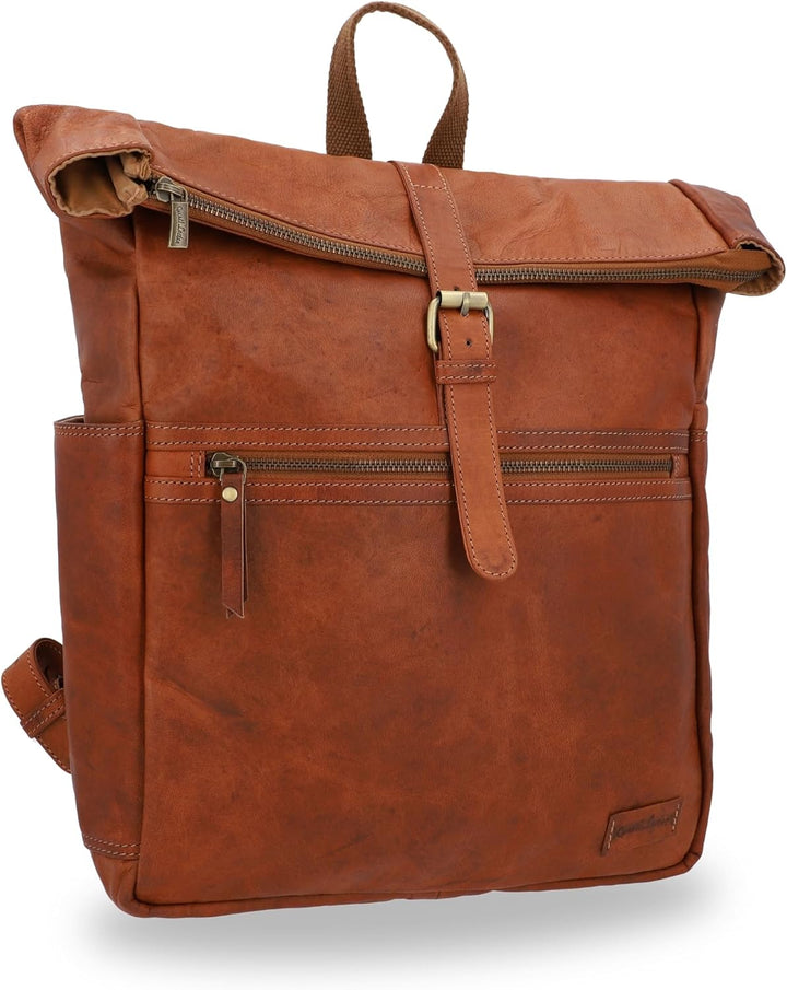 Gusti Leder Rucksack für Damen & Herren - Milo - Rolltop Rucksack Leder Damen & Herren, Lederrucksac