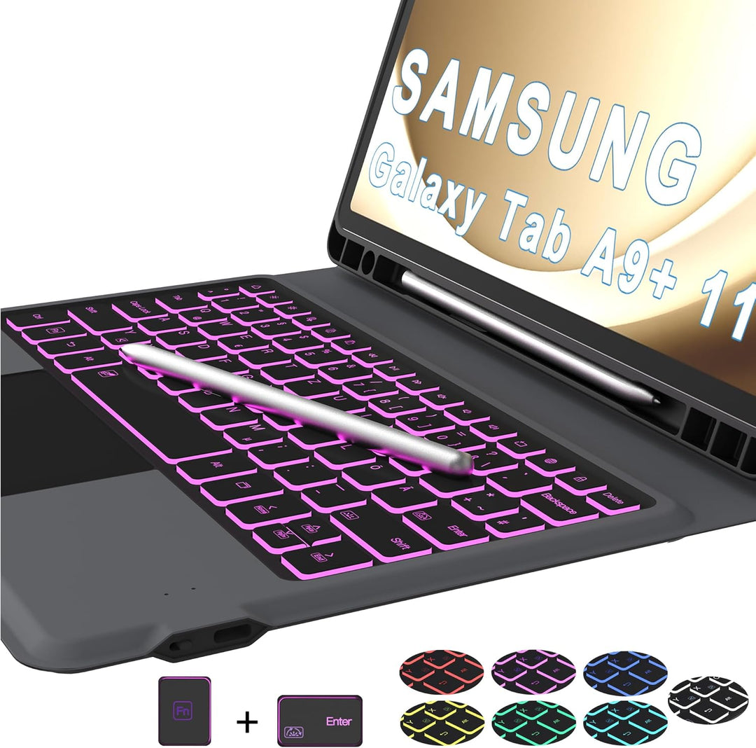 ROOFEI Galaxy Tab A9+ A9 Plus Hülle mit Tastatur: 11 Zoll Galaxy Tab A9plus Deutsches QWERTZ-Layout