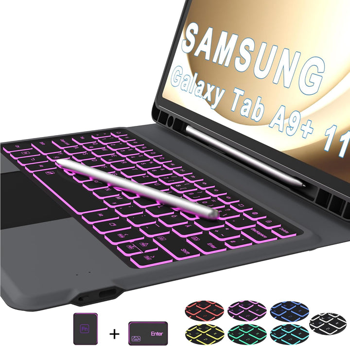 ROOFEI Galaxy Tab A9+ A9 Plus Hülle mit Tastatur: 11 Zoll Galaxy Tab A9plus Deutsches QWERTZ-Layout