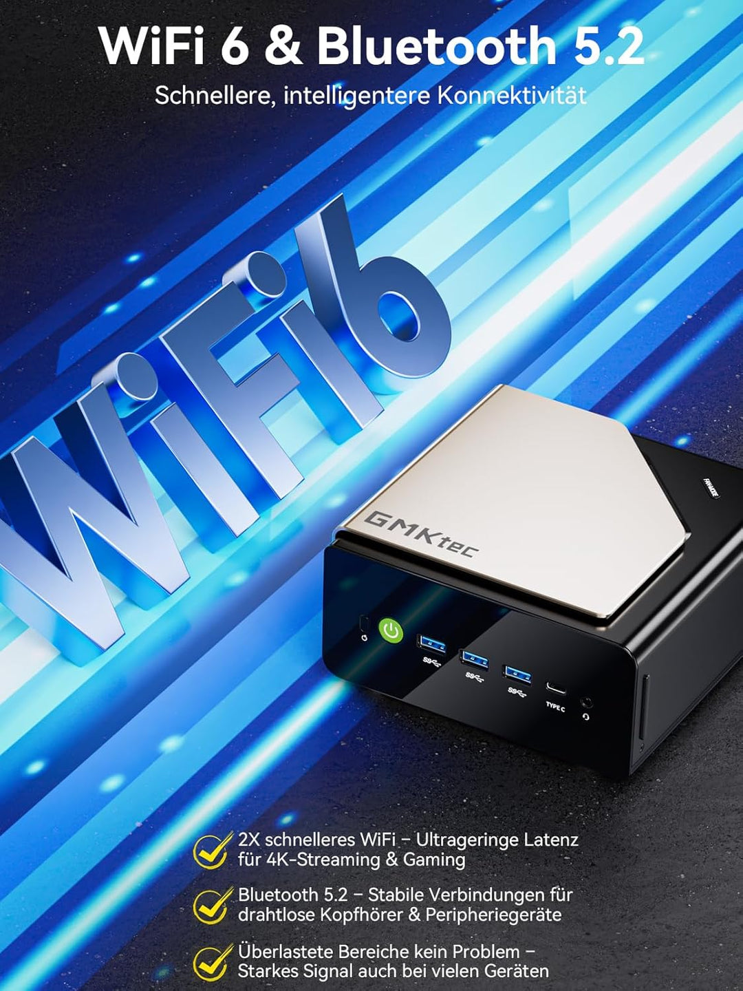 GMKtec EVO-T1 AI Mini PC Intel Ultra 9 285H, 64G DDR5, 2T M.2 PCIe 4.0 SSD(max. 128 GB + 24TB), 99 T