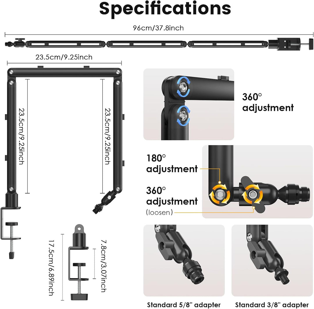 Mikrofon Arm, Microphone Boom Arm Auf/Ab voll verstellbar Mikrofonarm Ständer Halterung mit hoher Ko