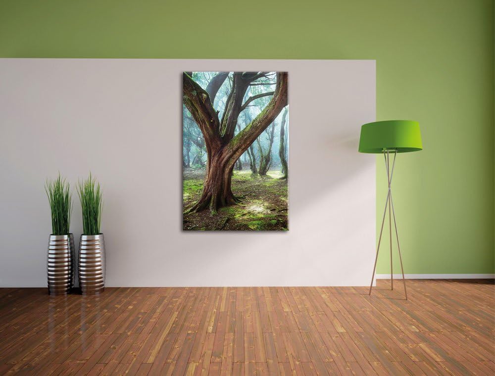 Pixxprint Wald, Format: 100x70 auf Leinwand, XXL riesige Bilder fertig gerahmt mit Keilrahmen, Kunst