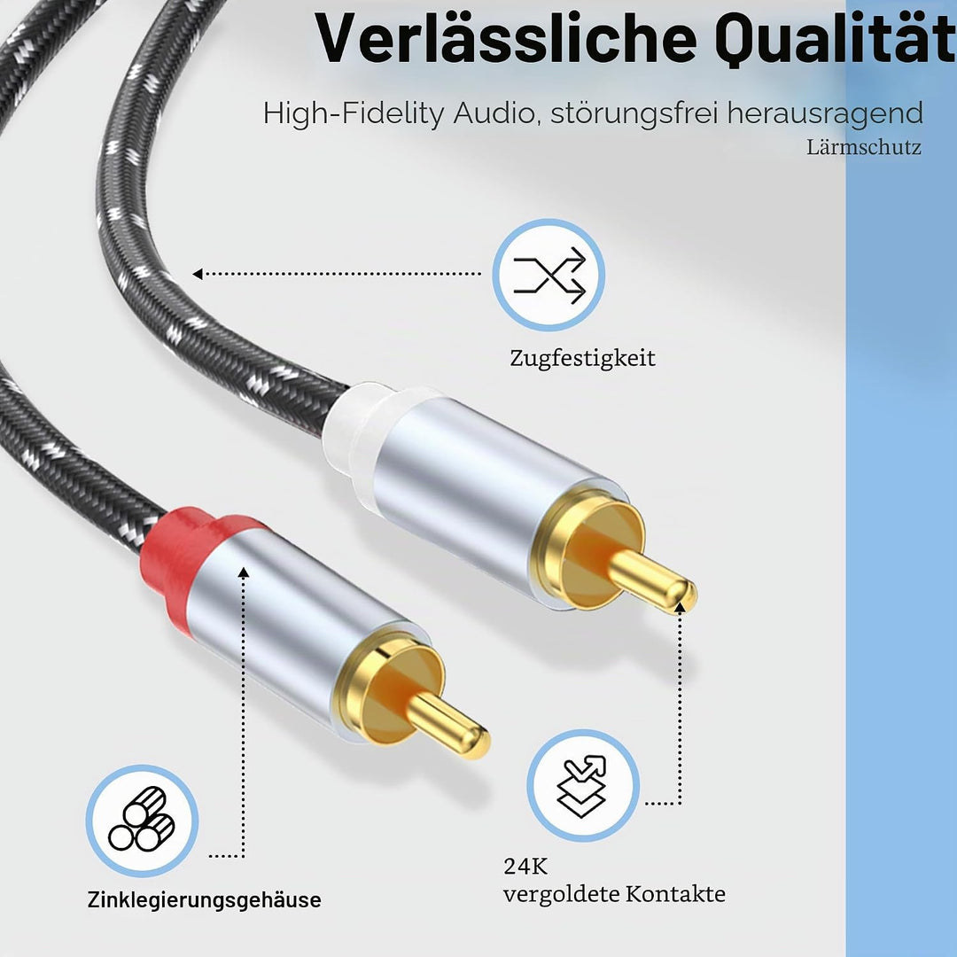 3,5mm zu RCA Audio Adapter, Lightning zu RCA Kabel für iPhone, iPad, MP3, Tablet, HDTV, Heim-Audiosy