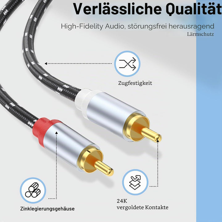 3,5mm zu RCA Audio Adapter, Lightning zu RCA Kabel für iPhone, iPad, MP3, Tablet, HDTV, Heim-Audiosy