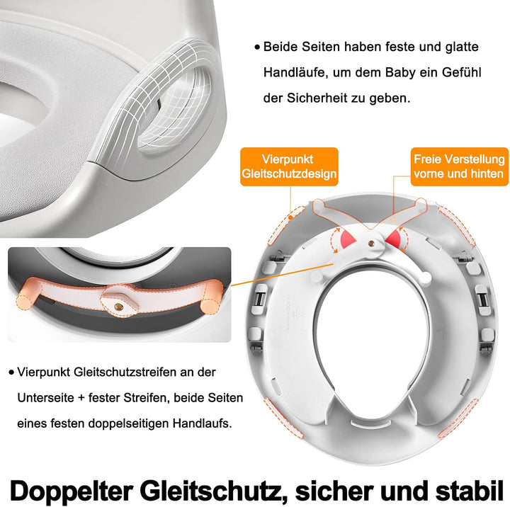 Kinder Toilettensitz WC Sitz, Baby Training Toilettentrainer, Kloaufsatz Kinder mit Anti-Rutsch Grif
