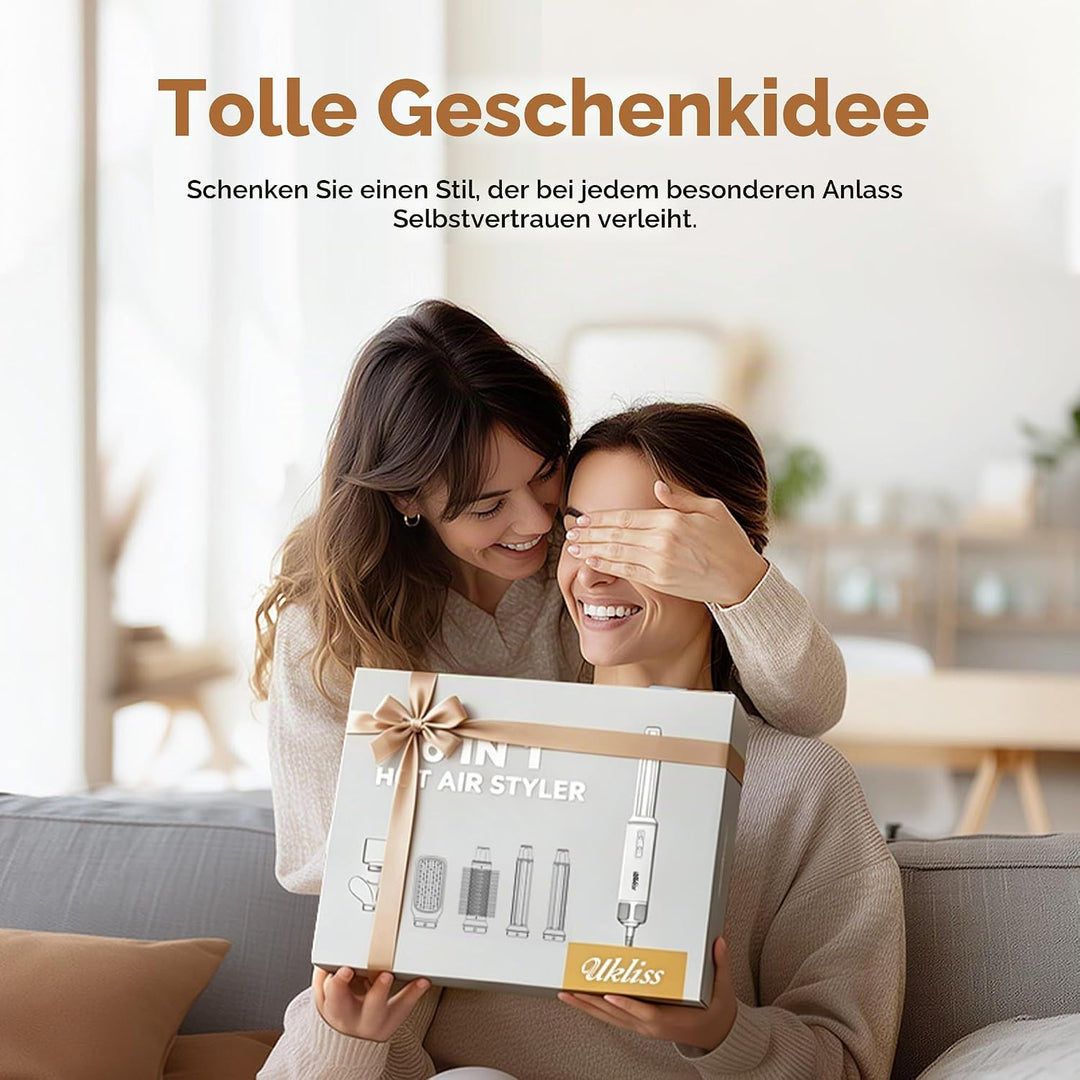 UKLISS Airstyler 6 in 1 mit LCD-Display, Hairstyler &amp; Haarstyler Set mit Hair Dryer, Rundbürstenföhn