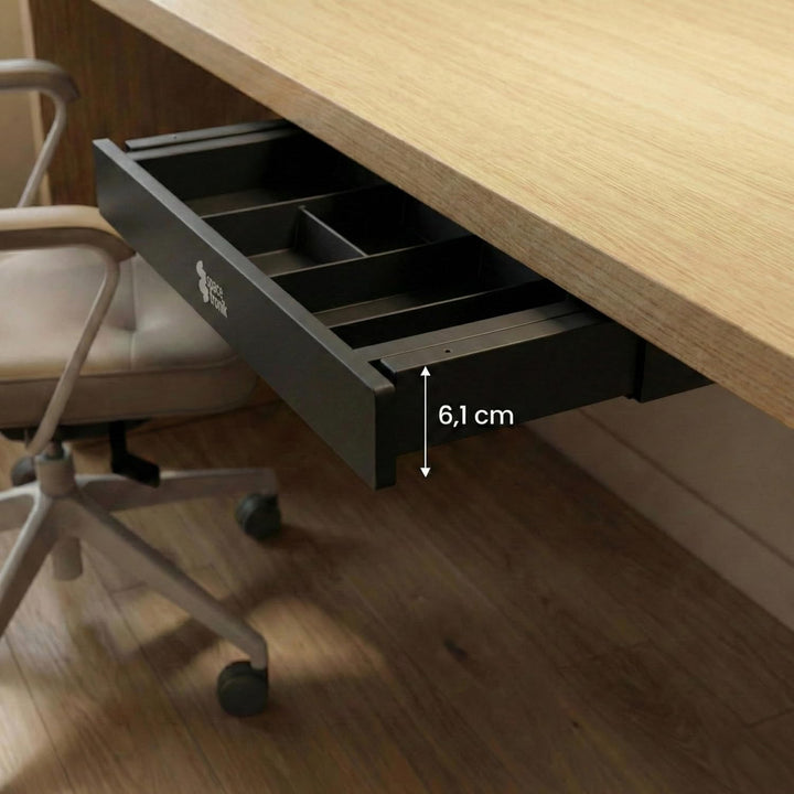 Spacetronik Schublade Unter Schreibtisch Schwarz, Unterbauschublade mit 5 Fächern, stabile Untertisc