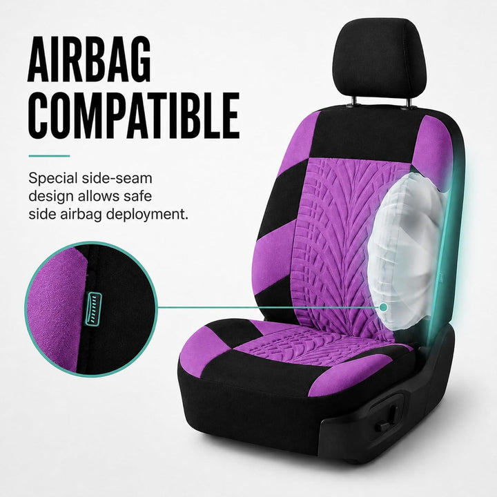 FH GROUP Travel Master Autositzbezug, kompatibel mit Airbag und geteilter Bank, komplettes Set, Viol