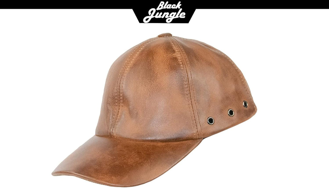 Black Jungle Grafton Lederkappe Biker Kappe Freizeitkappe Baseballkappe Einheitsgrösse Ocker, Einhei