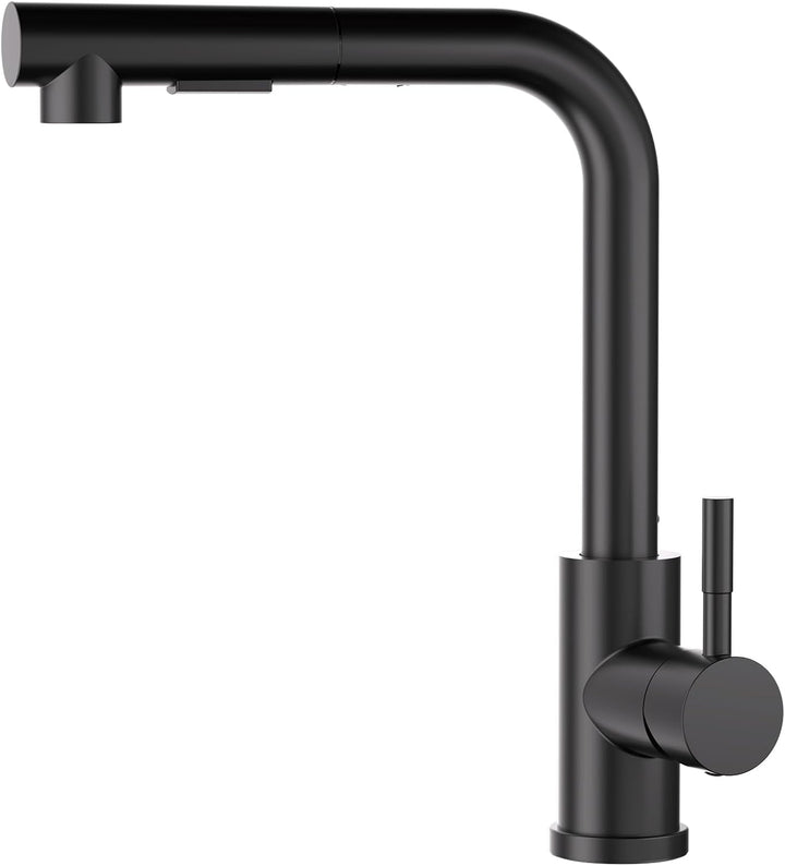 Wasserhahn Küche Schwarz, SEMANEY Hochdruck Küchenarmatur mit Brause Ausziehbar Zwei Strahlarten, Sp