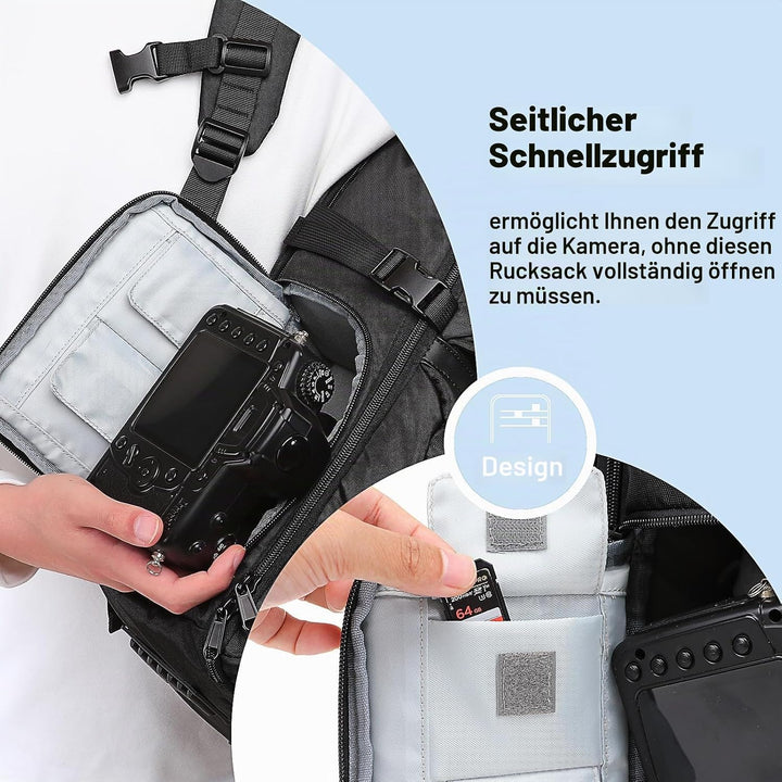 MOSISO Kamera Rucksack,DSLR/SLR/Spiegellose Kamera Tasche,Seite Schnell Zugang Fotografie Reise Tasc