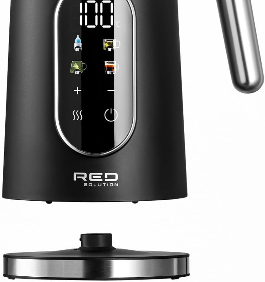 Edelstahl Wasserkocher 1,7L mit Temperatureinstellung (40-100°C) | 2000W Teekocher RED Colorsense A1