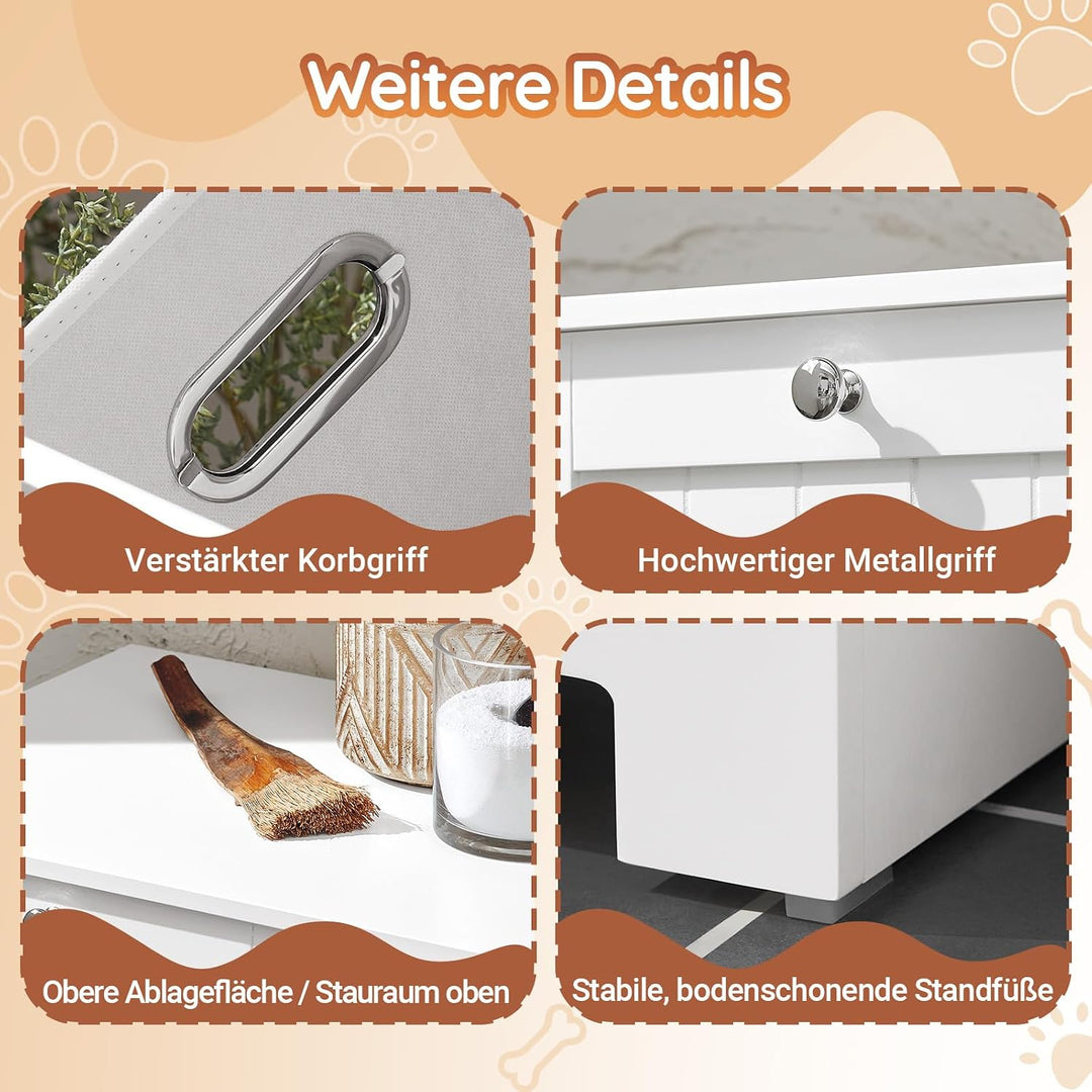 SoBuy Futterschrank Hund Katzenklo Schrank mit Stauraum Weiss 60x86x37cm | Multifunktionaler Schrank
