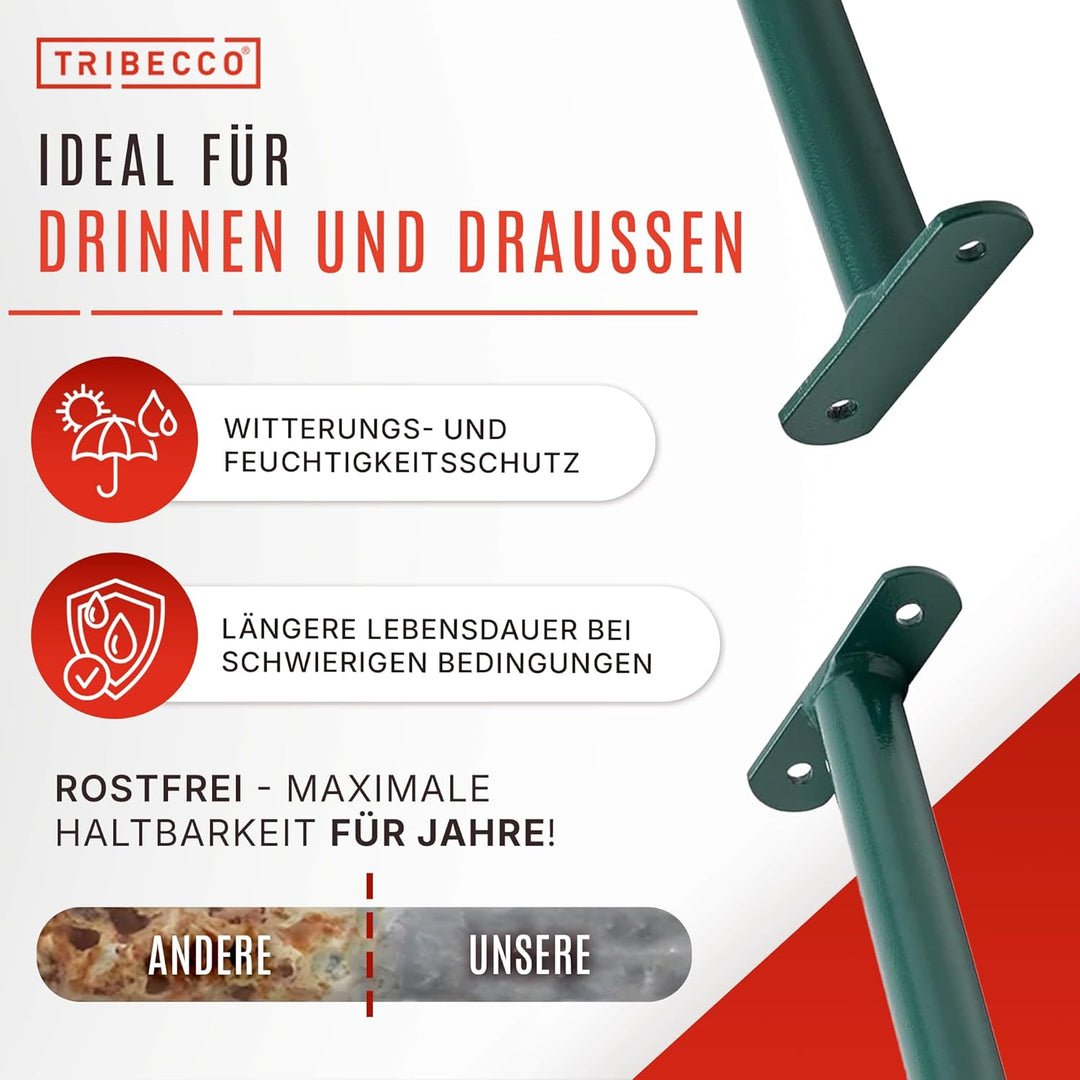 TRIBECCO® Reckstange Turnstange Gymnastikstange Metallstange, 115 cm Grün