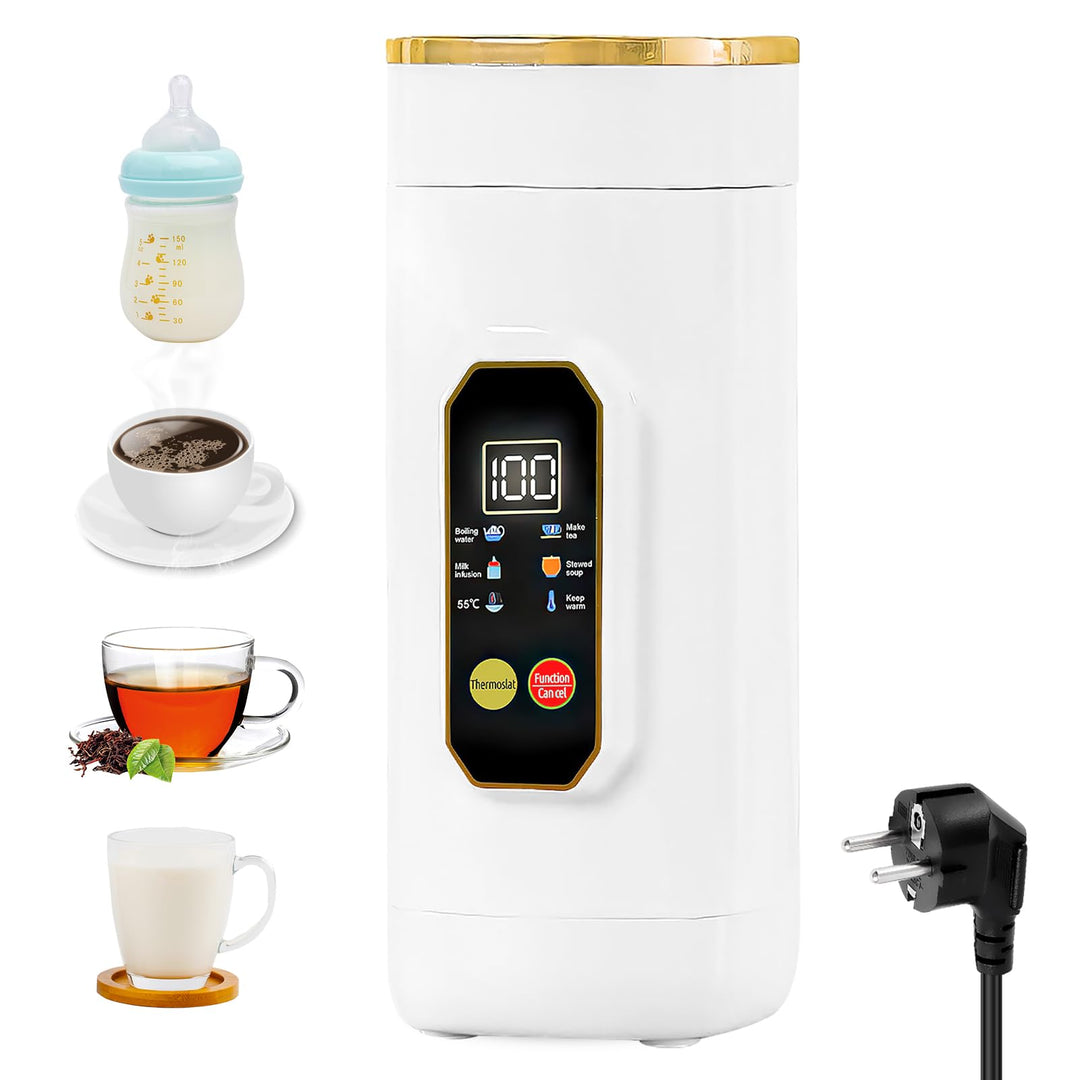 Reisewasserkocher Klein, 450ml Reise Wasserkocher Klein mit Temperaturregelung & LED Touch Display,