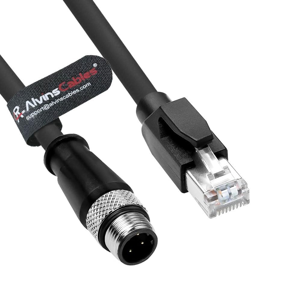 Alvin's Cables M12 D-Code 4-Pin Stecker auf RJ45 Ethernetkabel Hochflexibel für Industrielle Kameras