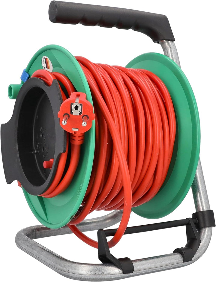 as - Schwabe Gerätekabeltrommel 50 m H05VV-F 3G1,5, Anschlussleitung 1,5 m mit Schutzkontaktstecker,