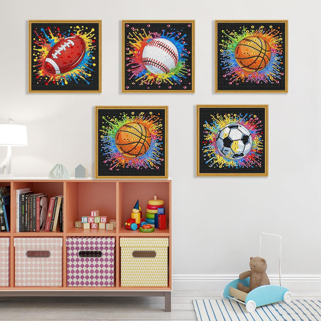 Yunruily 6er Set Diamond Painting Kinder - Fussball Diamant Painting Kinder,Diamond Painting Kind ab